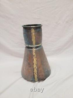 Antique Primitive Handmade Hammered Copper Water Pitcher Ewer Jug