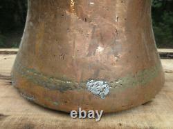 Antique Primitive Pitcher Water Jug Brass & Hammered Copper Bell-Shaped 16x11