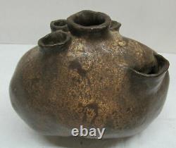 Antique Primitive Pre-Columbian Art Pottery Water Vessel Vase Pitcher Jug Signed