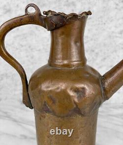 Antique Primitive Turkish Copper Watering Can Pitcher Ewer