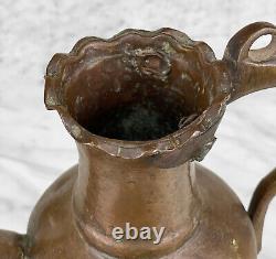 Antique Primitive Turkish Copper Watering Can Pitcher Ewer