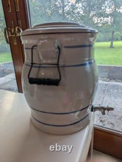 Antique Red Wing 3 gallon water jug with spigot, lid Sunflower 3 gallon