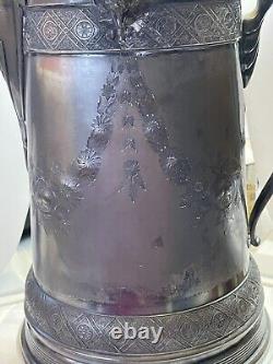 Antique Reed & Barton Silver Plate Pitcher Ice Water Tankard With Ceramic Insert