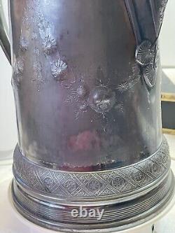 Antique Reed & Barton Silver Plate Pitcher Ice Water Tankard With Ceramic Insert