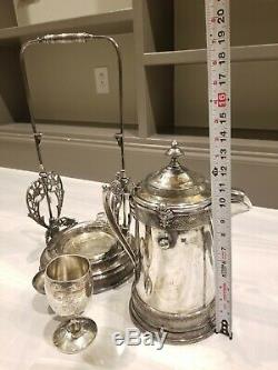 Antique Reed & Barton Silver plate Tilting Water Pitcher with Goblet Cooler Jug