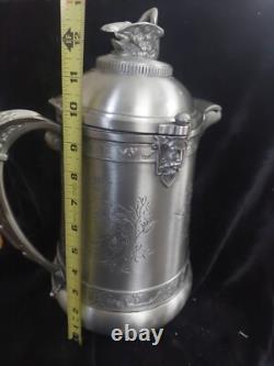 Antique Reed & Barton Swan Handle Silver Plate Ornate Water Pitcher Jug