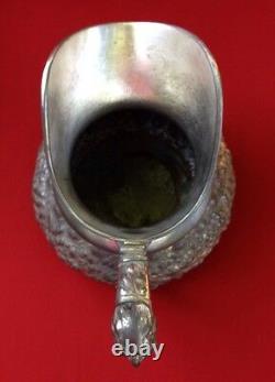 Antique Reed & Barton Water Pitcher With Scary Face Handle Silver Plated 428