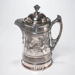 Antique Reed and Barton Large Silver Plated Ceramic Lidded Pitcher Jug 19thC 14