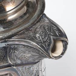 Antique Reed and Barton Large Silver Plated Ceramic Lidded Pitcher Jug 19thC 14