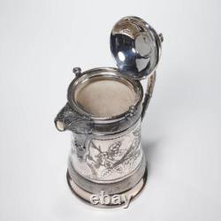 Antique Reed and Barton Large Silver Plated Ceramic Lidded Pitcher Jug 19thC 14