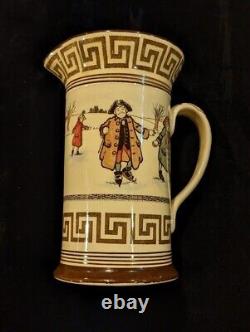 Antique Royal Doulton Water Pitcher Skating Early 1900s Measures 7 1/4