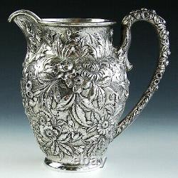 Antique Signed S. Kirk and Son Sterling Silver Repousse Water Pitcher