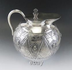 Antique Silver Colombian Bogota 1937 Large 3.5L Geometric Inca Water Pitcher/Jug