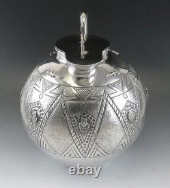 Antique Silver Colombian Bogota 1937 Large 3.5L Geometric Inca Water Pitcher/Jug