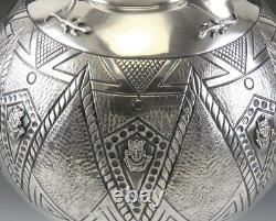 Antique Silver Colombian Bogota 1937 Large 3.5L Geometric Inca Water Pitcher/Jug