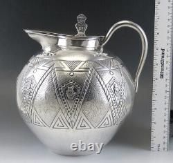 Antique Silver Colombian Bogota 1937 Large 3.5L Geometric Inca Water Pitcher/Jug