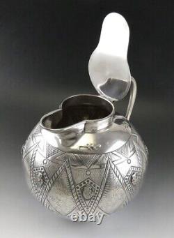 Antique Silver Colombian Bogota 1937 Large 3.5L Geometric Inca Water Pitcher/Jug