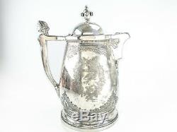 Antique Silver Plate Ice Water Pitcher Insulated Figural Woman Wilcox