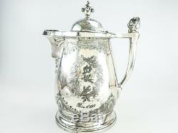 Antique Silver Plate Ice Water Pitcher Insulated Figural Woman Wilcox