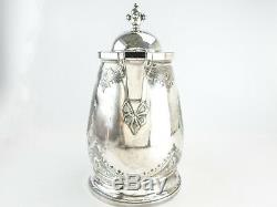 Antique Silver Plate Ice Water Pitcher Insulated Figural Woman Wilcox