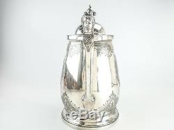 Antique Silver Plate Ice Water Pitcher Insulated Figural Woman Wilcox