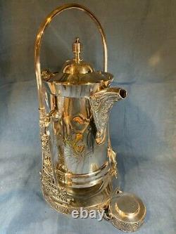 Antique Silver Plate Tilting Pitcher Water Coffee Ornate 1890's c795