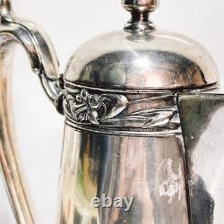 Antique Silver Plated Daffodil Hot Water Pitcher Jug Coffee Pot England (t.)