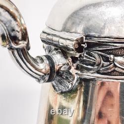 Antique Silver Plated Daffodil Hot Water Pitcher Jug Coffee Pot England (t.)