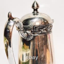 Antique Silver Plated Daffodil Hot Water Pitcher Jug Coffee Pot England (t.)