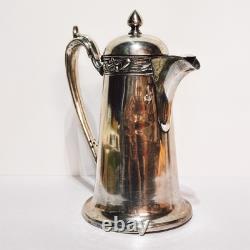 Antique Silver Plated Daffodil Hot Water Pitcher Jug Coffee Pot England (t.)