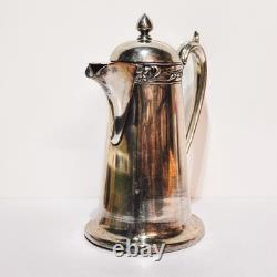 Antique Silver Plated Daffodil Hot Water Pitcher Jug Coffee Pot England (t.)
