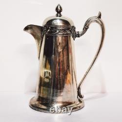 Antique Silver Plated Daffodil Hot Water Pitcher Jug Coffee Pot England (t.)