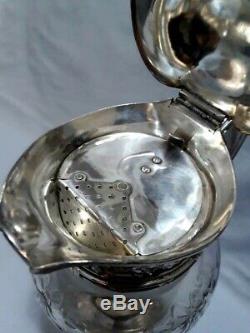 Antique Silverplate Christofle Gallia Hallmarks Crystal Water Jar Pitcher Jug