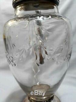 Antique Silverplate Christofle Gallia Hallmarks Crystal Water Jar Pitcher Jug