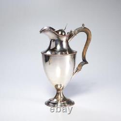 Antique Silverplate Neoclassical Wine Water Jug Ewer Ebonized Wood Handle 10