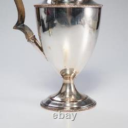 Antique Silverplate Neoclassical Wine Water Jug Ewer Ebonized Wood Handle 10