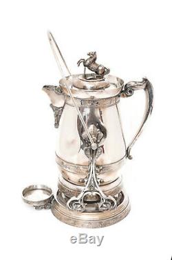 Antique Silverplate Tilting Water Pitcher With Horse Jumping Fence