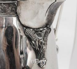 Antique Silverplate Tilting Water Pitcher With Horse Jumping Fence