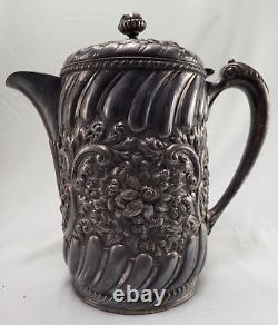Antique Simpson Hall Miller Quadruple Silver Plated Lined Water Pitcher Jug #403