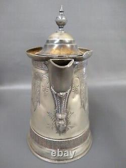 Antique Simpson Hall Miller Silver Plated Lined Water Pitcher Jug Gryphon Wings