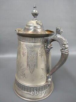 Antique Simpson Hall Miller Silver Plated Lined Water Pitcher Jug Gryphon Wings