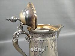 Antique Simpson Hall Miller Silver Plated Lined Water Pitcher Jug Gryphon Wings