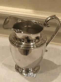 Antique Solid Sterling Silver Large Water Pitcher by Preisner 125. 3 1/4 Pints