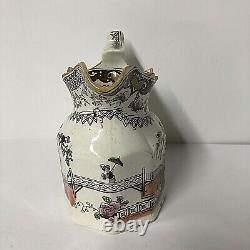 Antique Staffordshire Transferware 5 Jug Pitcher Chinese Temple Pattern Rare