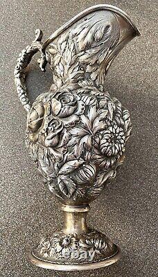 Antique Stieff Handwrought Repousse Rose Patt 314 Water Pitcher 1387.6 Grams