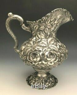 Antique Stieff Rose Sterling Silver Water Pitcher, full chased, 64 ounce, #315