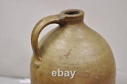 Antique Stoneware Pottery 2 Gallon Water Jug Pitcher Blue Paint Decorated 2