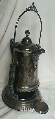 Antique The Homan S. P. CO. Triple Plate Silverplate Tilting Water Pitcher Stand