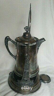 Antique The Homan S. P. CO. Triple Plate Silverplate Tilting Water Pitcher Stand