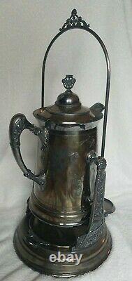 Antique The Homan S. P. CO. Triple Plate Silverplate Tilting Water Pitcher Stand